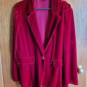 Shein red/burgundy velvet single button blazer size XL